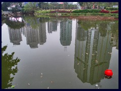 Skyscrapers mirrorring in Lihu Lake, Lizhi Park.